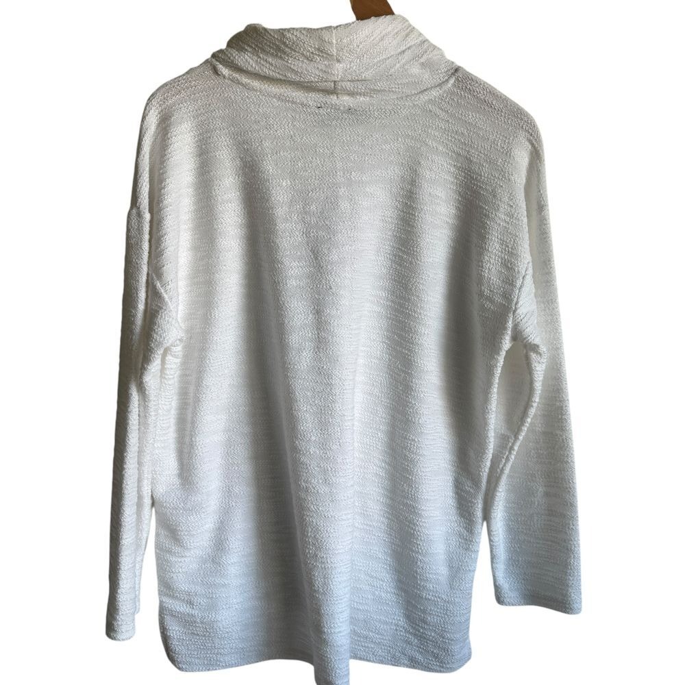 Jones New York Pullover White Cowl Neck Textured Knit Coastal Chic Large Casual - Picture 3 of 13